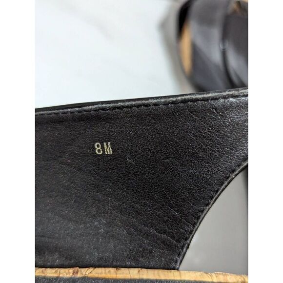 Van Eli Women's Black Patent Leather 3" Wedge Cork Trim Heels Slingback Size 8 - Picture 5 of 8